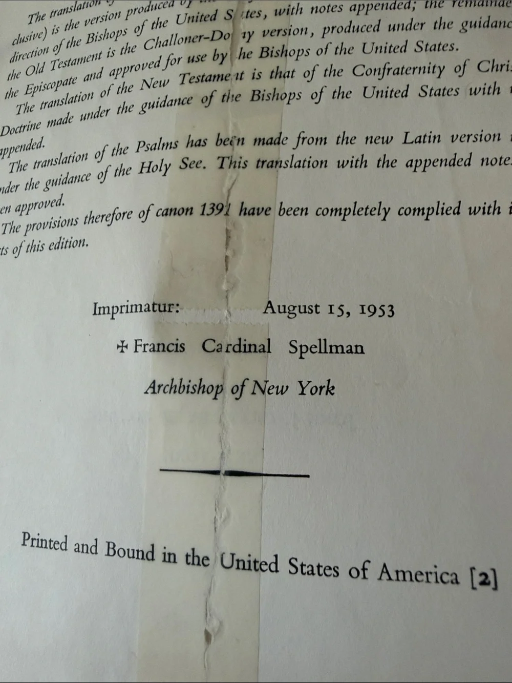 1953 Catholic Family Edition Holy Bible – John J. Crawley – Illuminated Art